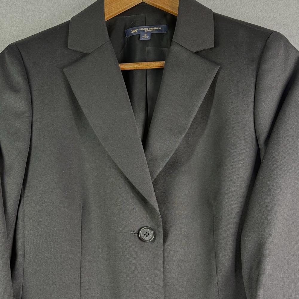 Brooks Brothers 346 Womens Classic Fit Wool Blazer Black Women's 6 Quiet Luxury - Picture 2 of 13